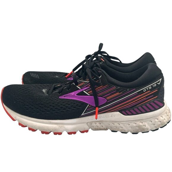 Brooks Adrenaline GTS 19 Womens 11B Athletic Running Shoes Sneaker Black Purple - Picture 6 of 16